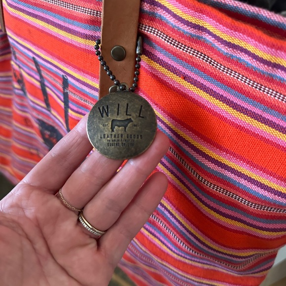 Will Leather Goods Multicolor Striped Tote — red, orange, yellow, pink - Picture 2 of 8